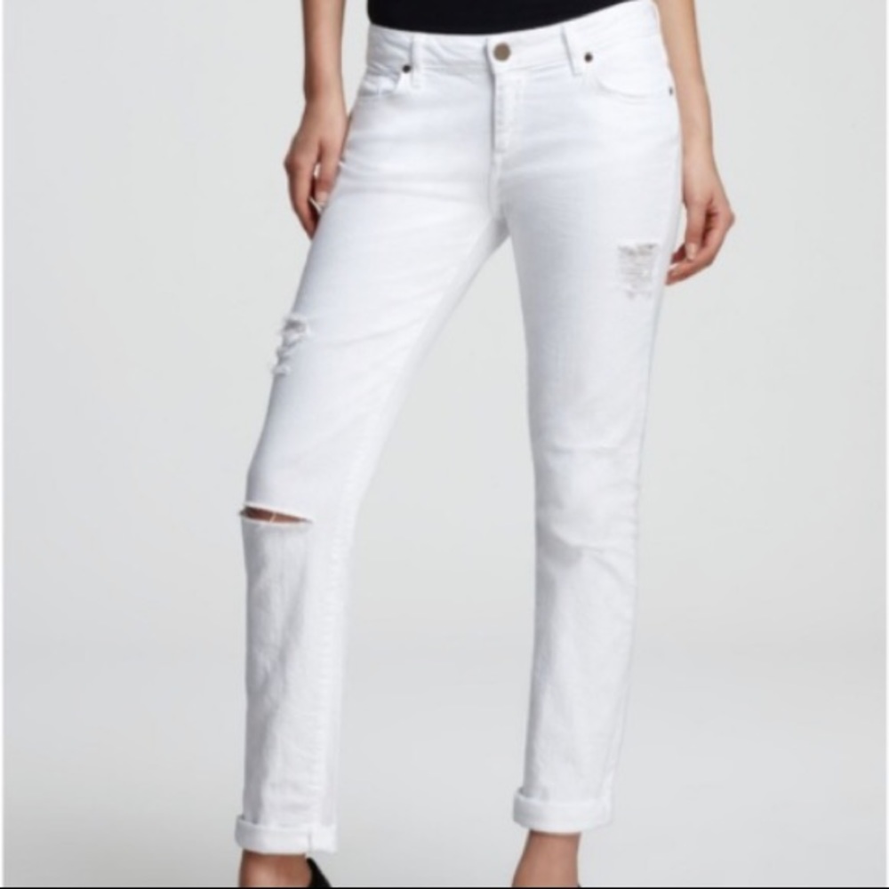 NWOT paige white ripped denim skinny jeans